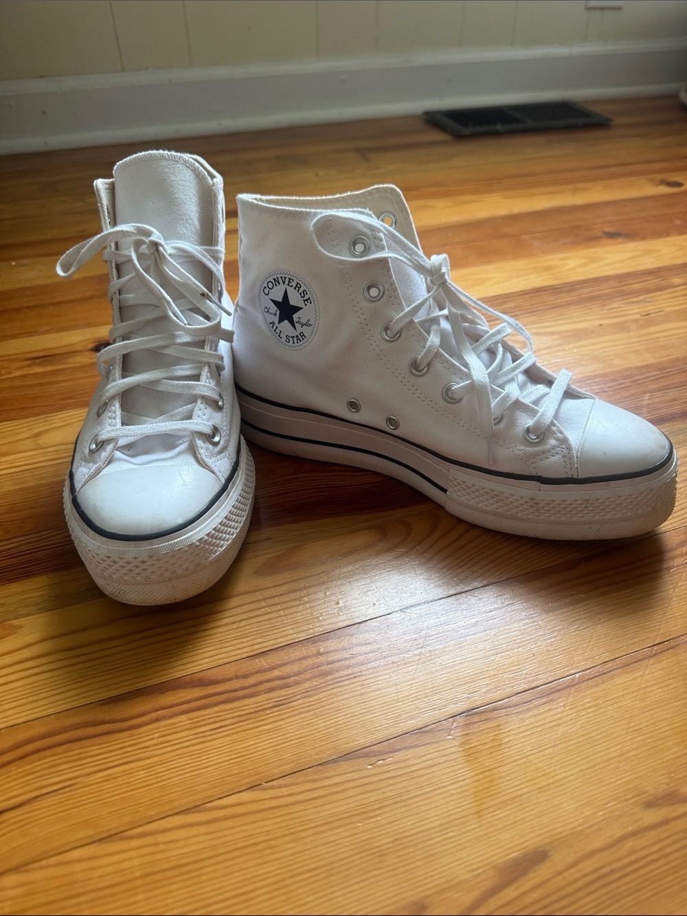 Converse White High Top Platform Sneakers